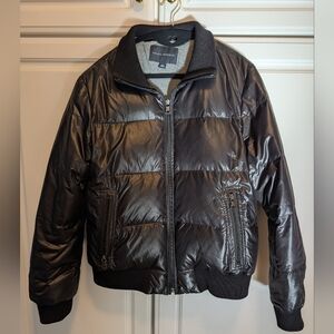 Banana Republic Black Down Puffer Bomber Jacket